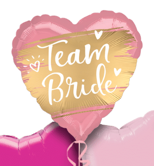 Team Bride Gold and Pink Heart Balloon