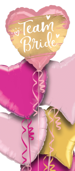 Team Bride Gold and Pink Heart Balloon