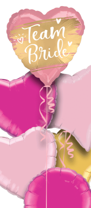 Team Bride Gold and Pink Heart Balloon
