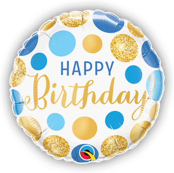Birthday Blue and Gold Dots