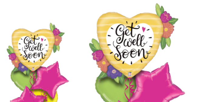 Get Well Big Heart and Flowers Balloon