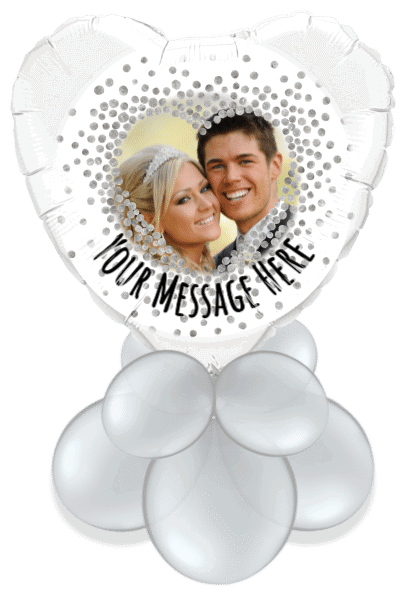 Silver Confetti Heart Air Filled Display