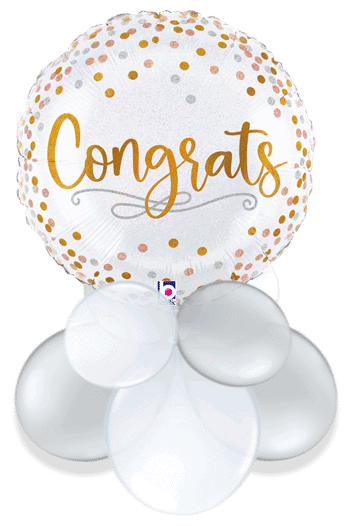 Congrats Gold Glitter Air Filled Display