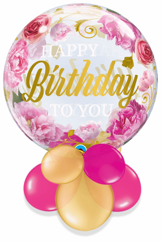 Birthday Pink Peonies Bubble Air Filled Display