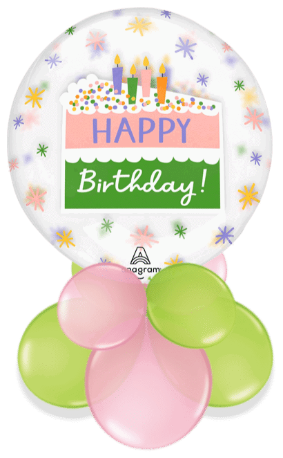 Birthday Cake Slice Clear Bubble Air Filled Display