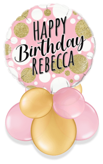 Birthday Pink And Gold Spots Air Filled Display