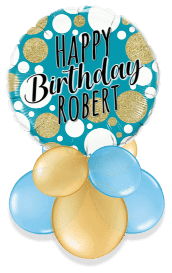 Happy Birthday Blue and Gold Dots Air Filled Display