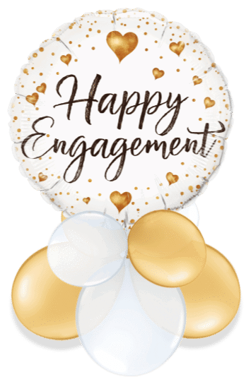 Happy Engagement Gold Hearts Air Filled Display