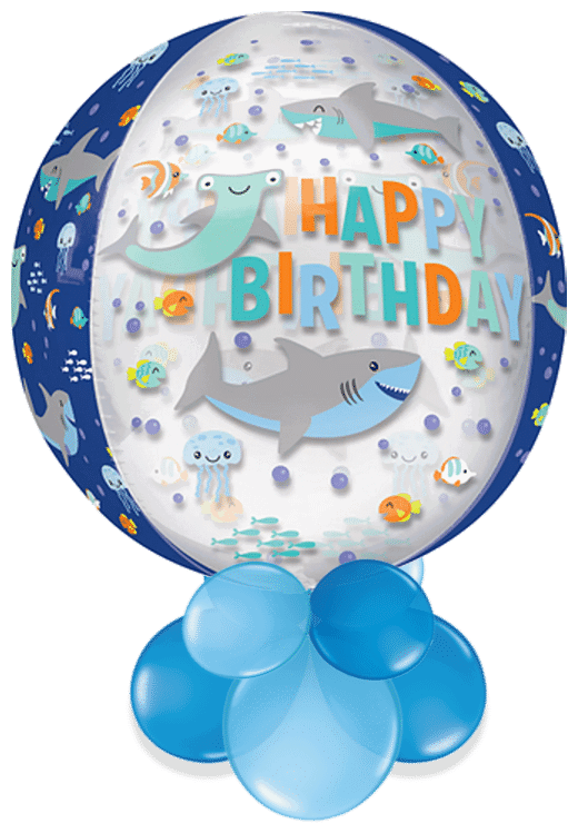 Birthday Sharks Orbz Air Filled Display