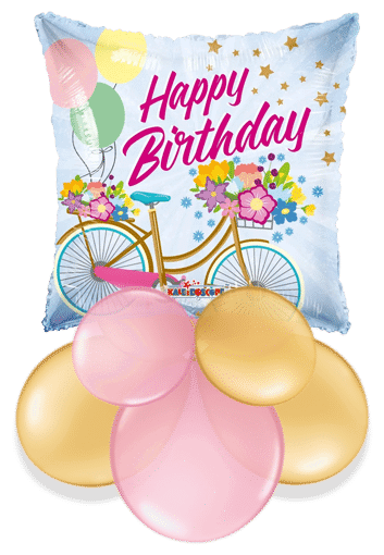 Birthday Bike Flowers Air Filled Display