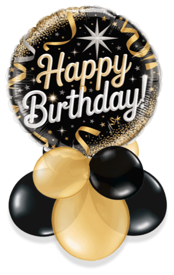 Birthday Black and Gold Sparkle Air Filled Display