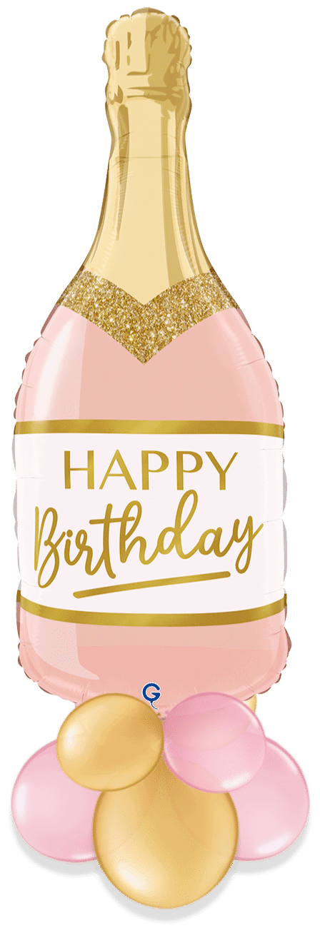 Pink Gold Birthday Champagne Air Filled Display
