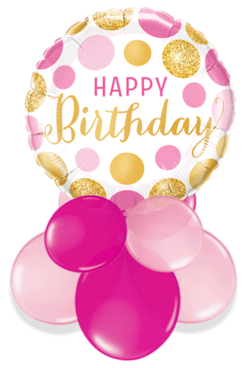 Birthday Pink and Gold Dots Air Filled Display