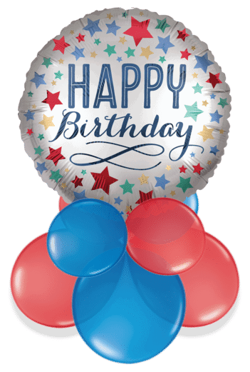 Happy Birthday Satin Stars Air Filled Display