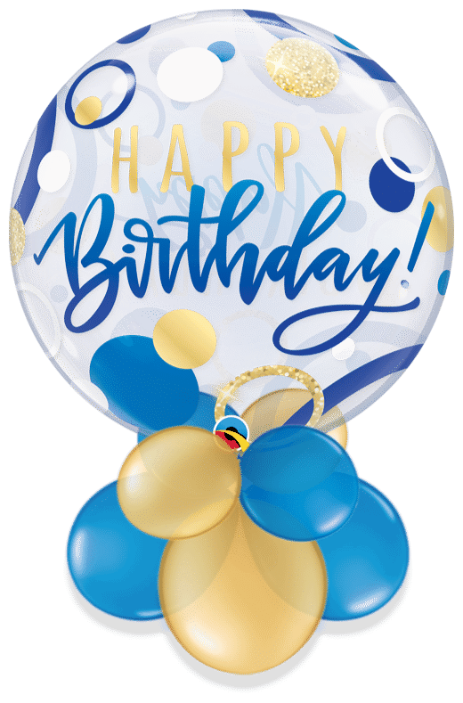 Birthday Blue and Gold Dots Bubble Air Filled Display