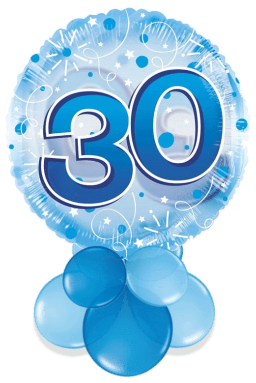 Jumbo Blue Streamers 30th Birthday Air Filled Display