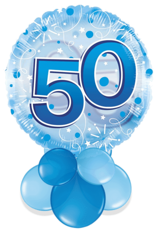 Jumbo Blue Streamers 50th Birthday Air Filled Display