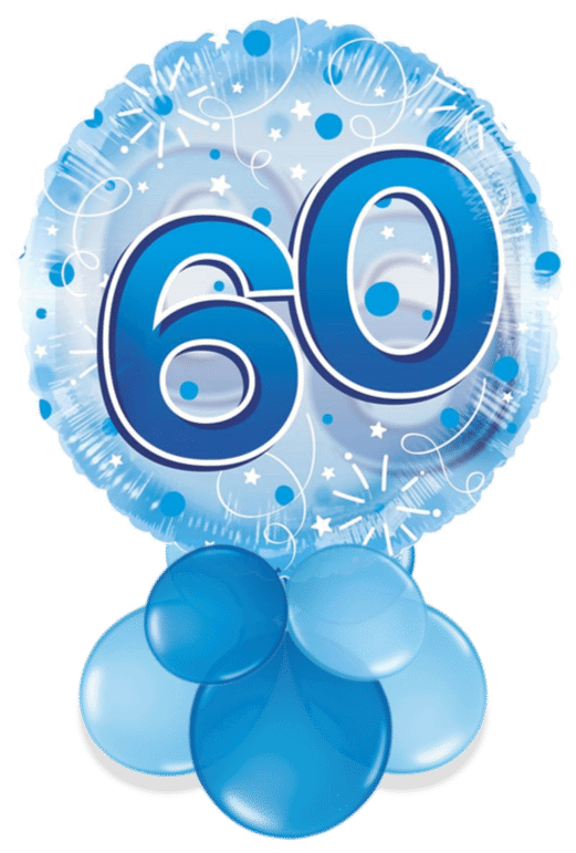 Jumbo Blue Streamers 60th Birthday Air Filled Display