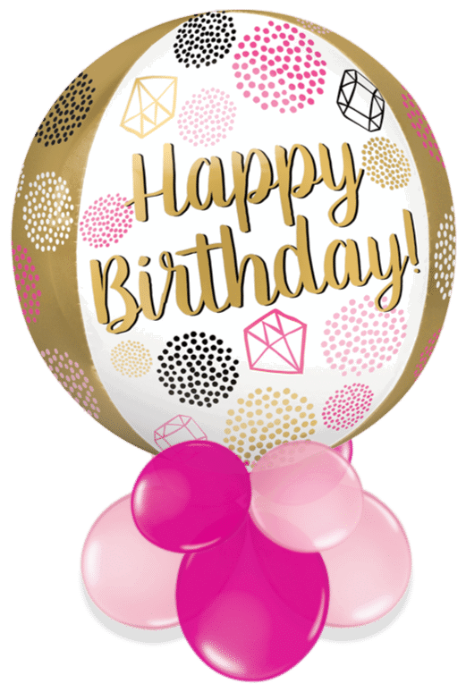 Happy Birthday Gems Orbz Air Filled Display