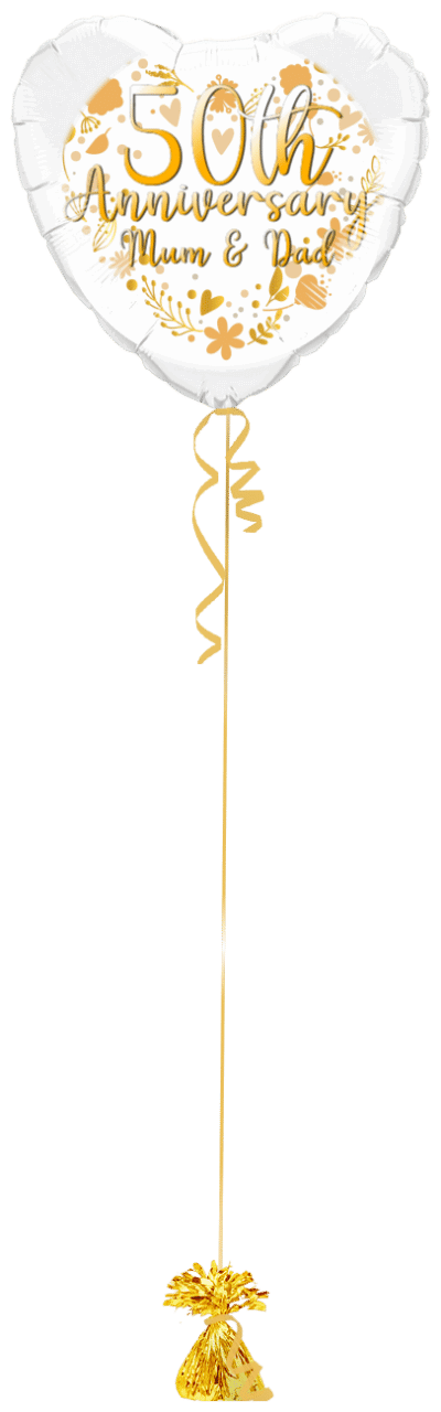 50th Anniversary Gold Balloon Bunch