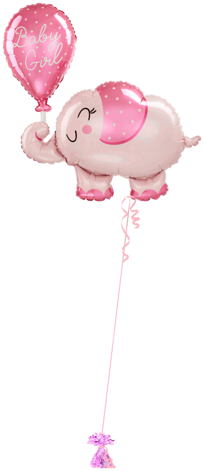 Baby Girl Elephant Balloon Bunch