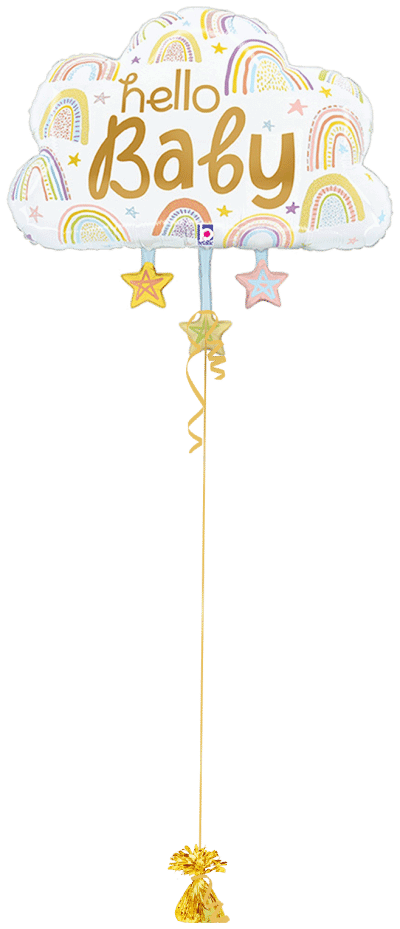 Hello Baby Rainbows and Stars Balloon Bunch