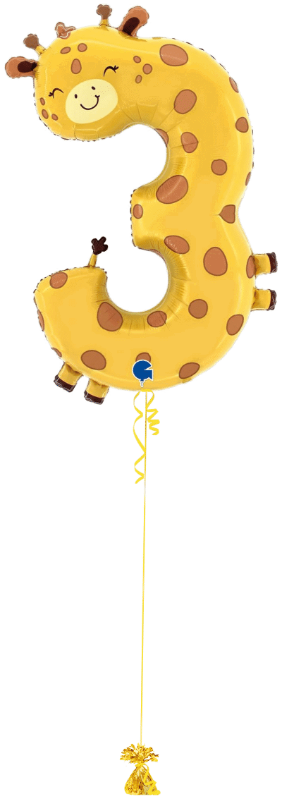 Number 3 Giraffe Balloon Bunch