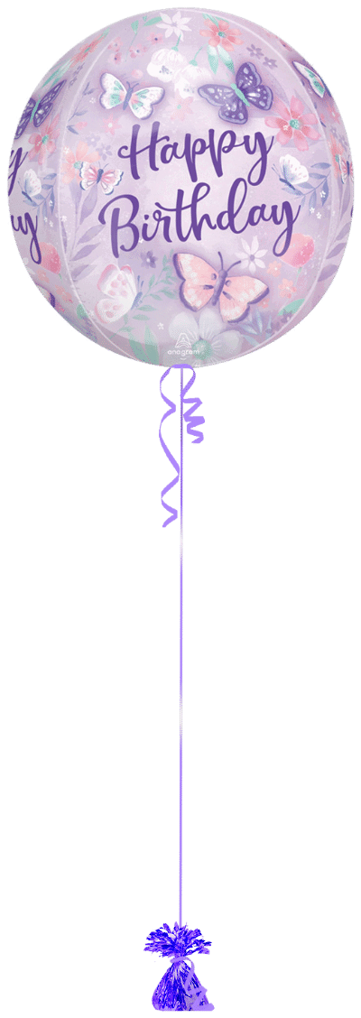 Butterfly Birthday Orbz Balloon Bunch