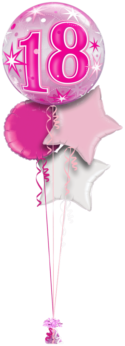 Pink 18th Birthday Bubble Balloon Bunch