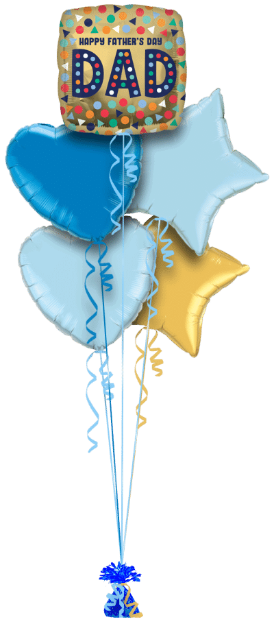 Happy Fathers Day Gold Square Balloon Bunch