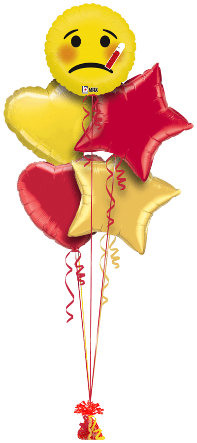 Sad Emoji Get Well Balloon Bunch