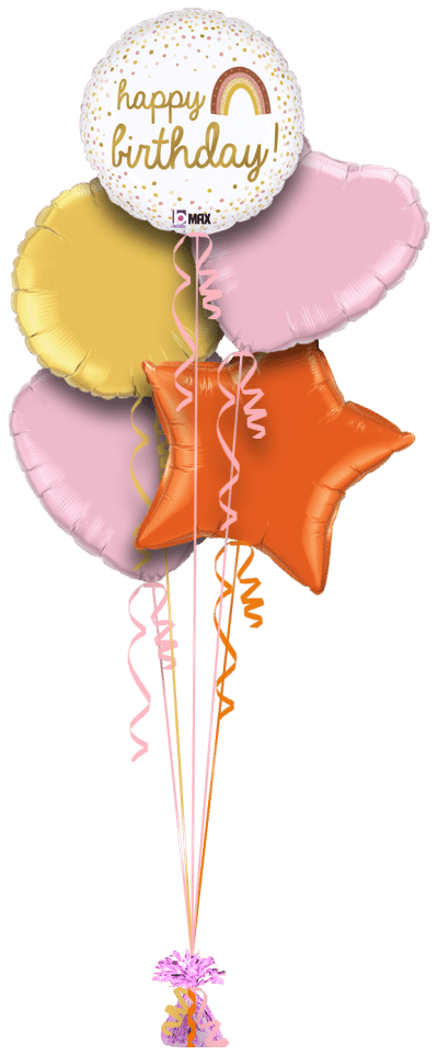 Golden Birthday Rainbow Balloon Bunch