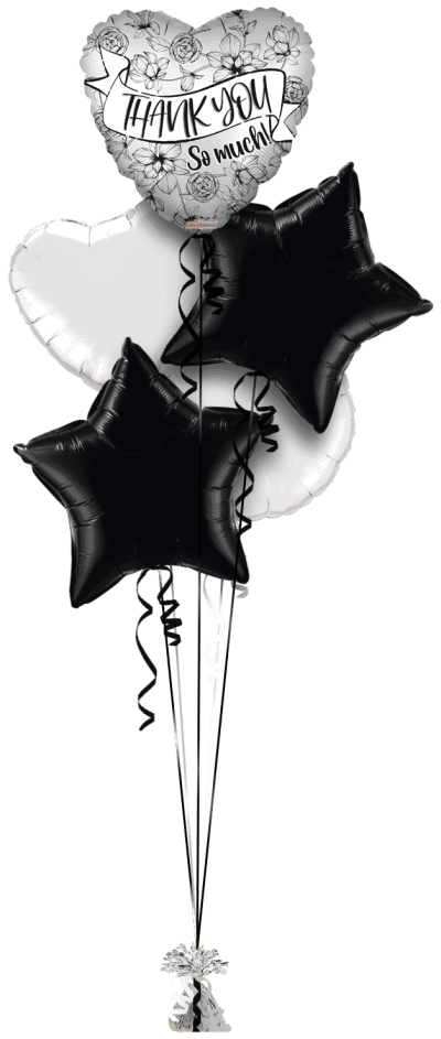 Thank You So Much Silver Heart Balloon Bunch