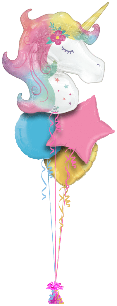 Pastel Rainbow Unicorn Balloon Bunch