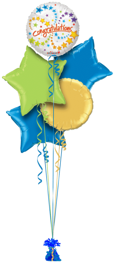 Congratulations Swirly Stars Balloon Bunch