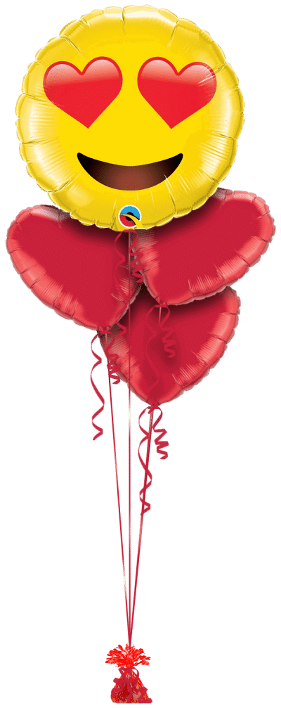 Jumbo Heart Eye's Emoji Balloon Bunch