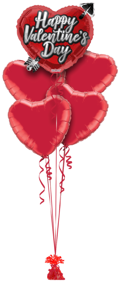 Happy Valentines Heart and Arrow Balloon Bunch