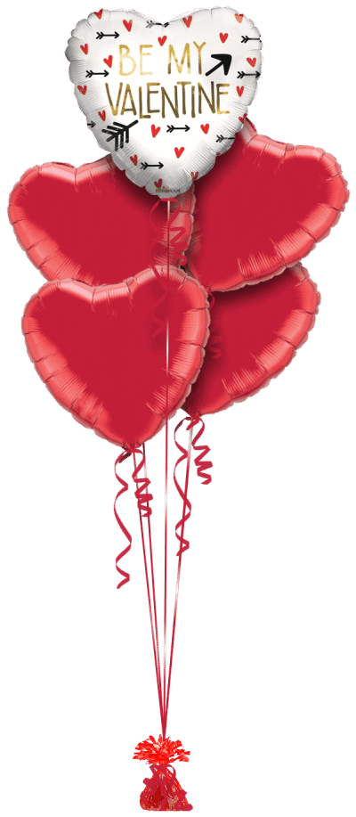 Be My Valentine Hearts and Arrows Balloon Bunch
