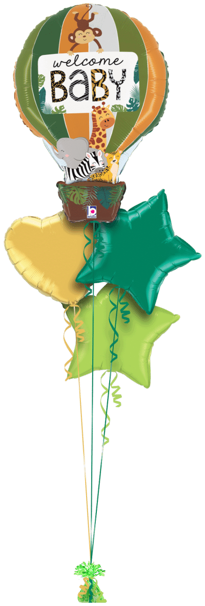Welcome Baby Jungle Animals Balloon Bunch