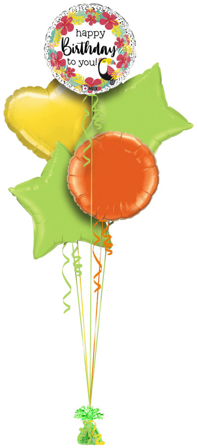 Toucan Hibiscus Birthday Balloon Bunch