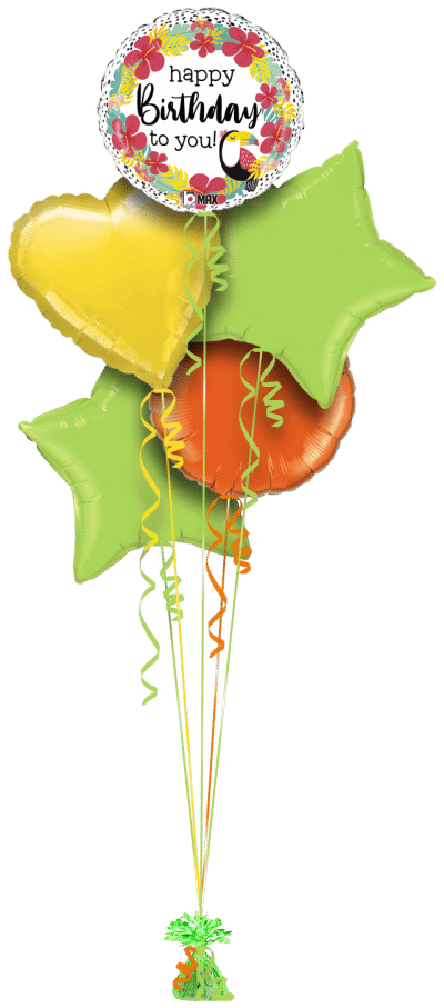Toucan Hibiscus Birthday Balloon Bunch