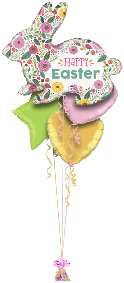 Spring Bunny Easter Flowers Balloon Bunch