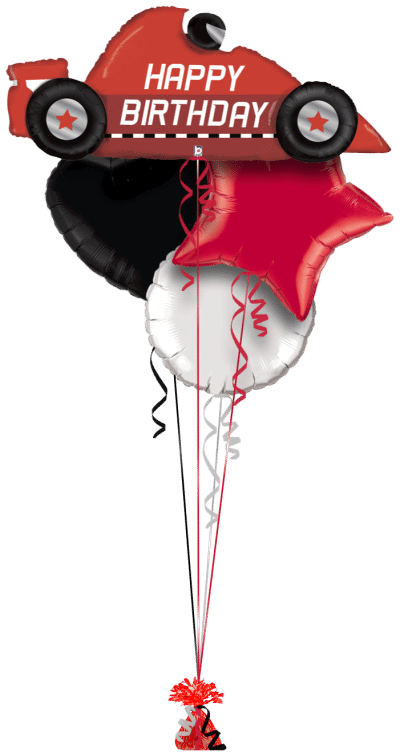 Red Birthday Racing Car Balloon Bunch