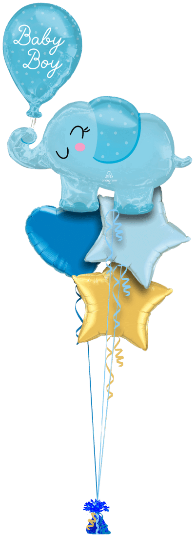 Baby Boy Elephant Balloon Bunch