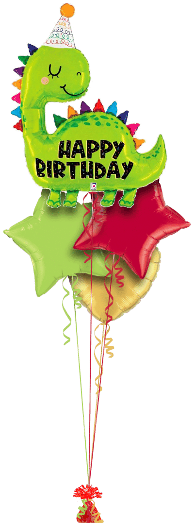 Birthday Smiley Dinosaur Balloon Bunch