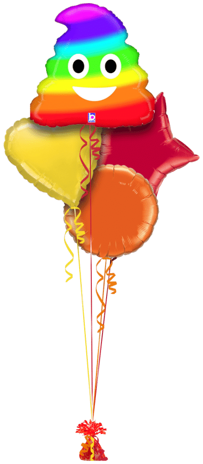Rainbow Emoji Pooh Balloon Bunch