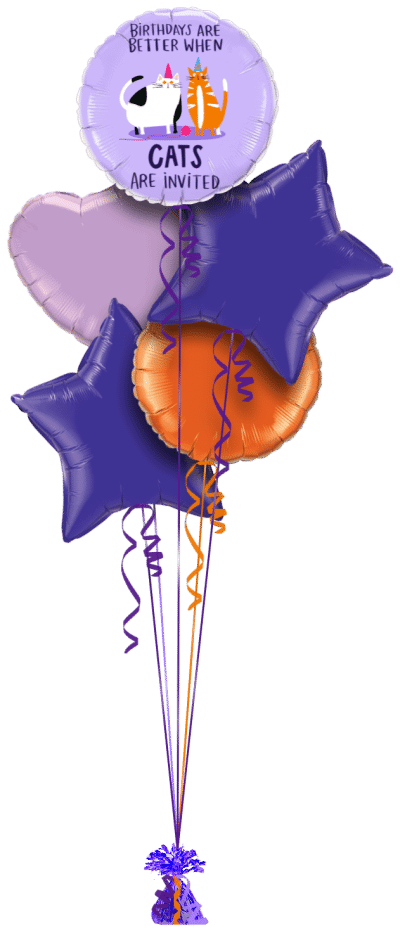 Birthdays Better with Cats Balloon Bunch