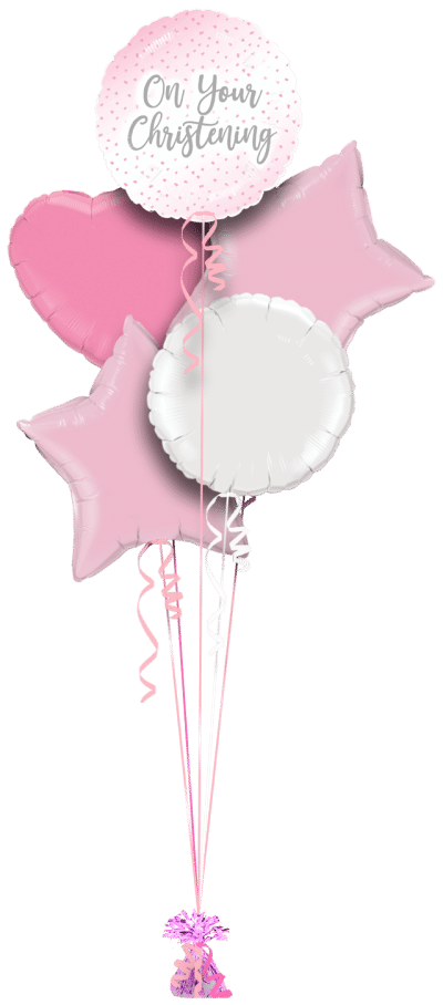 On Your Christening Pink Balloon Bunch