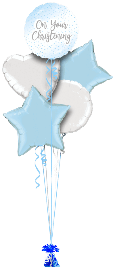 On Your Christening Boy Balloon Bunch