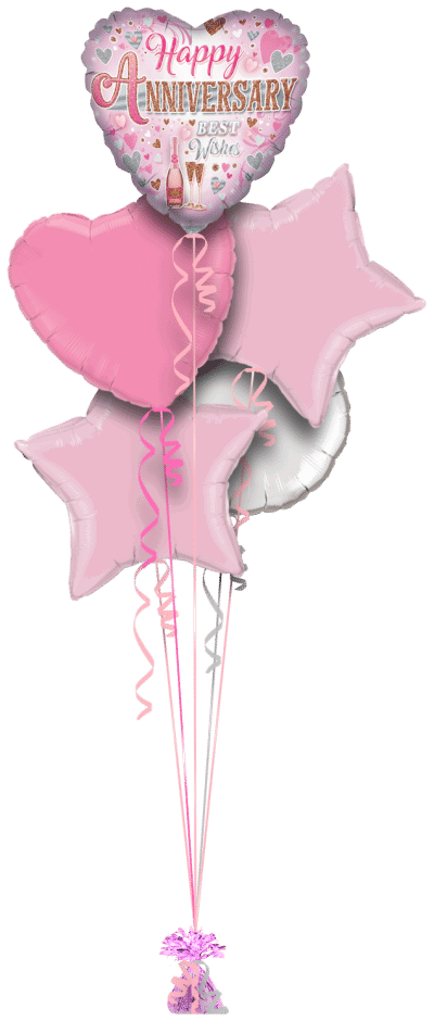 Happy Anniversary Best Wishes Heart Balloon Bunch